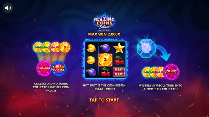 Blazing Coins Deluxe galvenā izvēlne